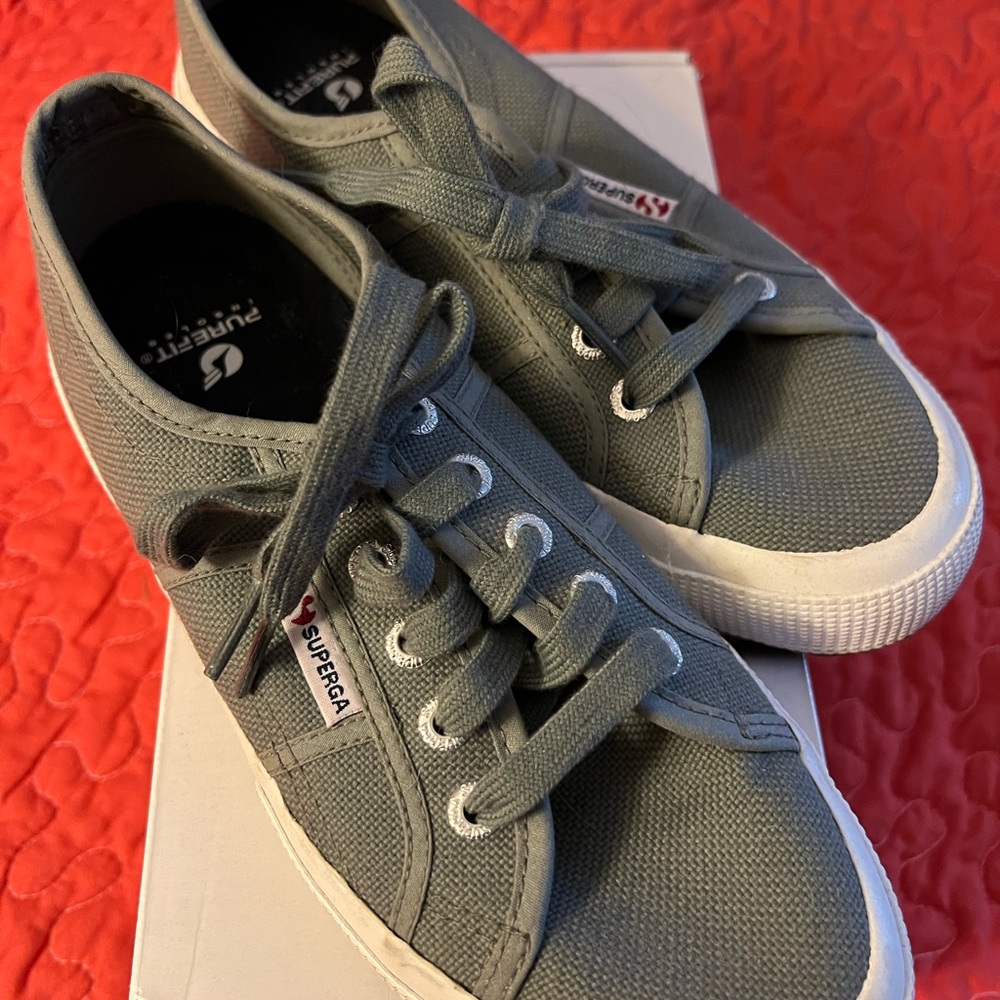 Superga grey/sage sneakers size 7.5